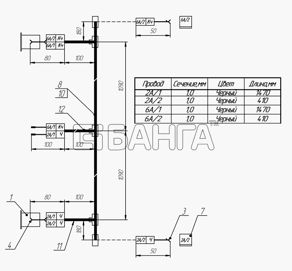 НефАЗ НефАЗ-9334 (2008) Схема Пучок проводов передних габаритных